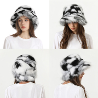 Bonnet Pêcheur Femme d'Hiver Luxe Chaud Surdimensionné Fausse Fourrure Peluche Moelleuse et Douce, Chapeau Bob Ski en Fausse Fourrure