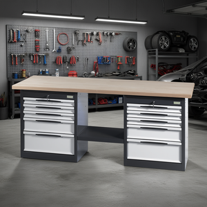 FG 132 FB2 <b>Workbench</b> With Drawers And Wooden Top For <b>Garage</b> Storage - Product Image 3