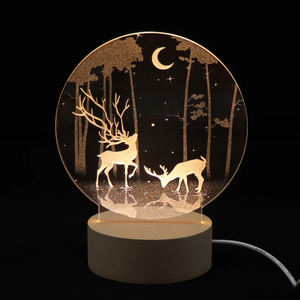 Pantalla de visualización de diodo emisor de luz de madera pulida de alta calidad soporte de base de luz nocturna U-disk base de madera eléctrica Luz de bricolaje - Product Image 5