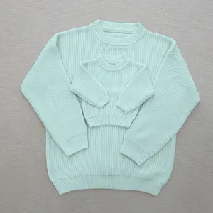 CHEER 2024 hangat One-piece leher bulat Sweater rajutan wanita kasual dan bayi laki-laki Gril 0-12 bulan Sweater