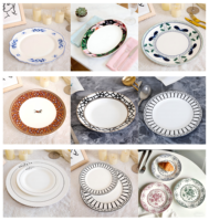 ZK240049 Luckygoods Assiettes de table en céramique pour restaurant, services de vaisselle, assiettes de présentation, assiettes blanches en céramique pour mariage