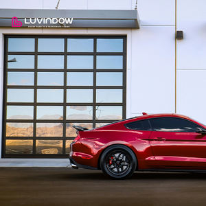 باب مرآب زجاجي أسود حديث للمنازل من الألومنيوم مع تحكم أوتوماتيكي وحركة انزلاق عمودية بسعر منخفض للفلل، زجاج أسود/مصقول - Product Image 3