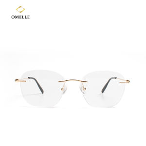 女性のためのホットセールラウンドリムレス光学メガネ近視読書デモレンズ眼鏡フレーム - Product Image 3