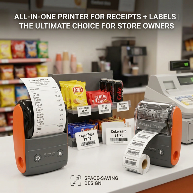 Mini 58mm Sticker Mobile Thermal Portable Blue tooth Impresora thermique Invoice Receipt barcode Imprimante Label small Printer