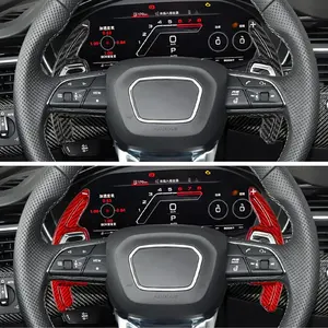 Pabrik kustom Logo Auto parts serat karbon roda kemudi ekstensi dayung Shifter untuk Audi