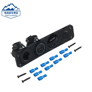 <b>Switch</b> Panel 4 Hole Dual <b>USB</b> Car Charger Voltage Meter DC Socket For RV Electrical Systems - Product Image 4