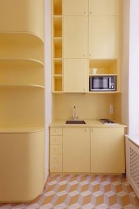 Gabinetes Retro de Estilo Fresco, Electrodomésticos Integrados, Gabinetes con Isla de Mármol, Almacenamiento Completo, para Casas Pequeñas - Product Image 6