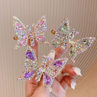 Enfants strass ailes volantes pince à cheveux filles accessoires de cheveux brillant tête ornement sautant mobile papillon canard pince épingle à cheveux