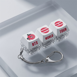 Teclado mecánico con interruptor de clic personalizado con logotipo creativo y símbolo rojo para fans de Kpop BT Idol, ideal para fiestas navideñas. - Product Image 1