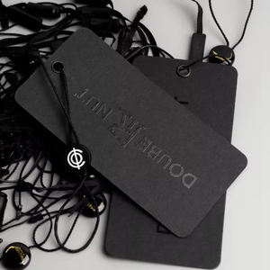 Chất lượng cao thẻ màu đen thân thiện với môi in logo Swing tag double side in chấp nhận thấp moq tùy chỉnh logo của bạn cho quần áo - Product Image 2