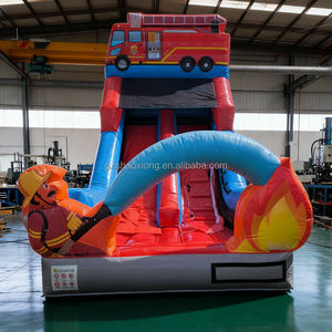 Glissière d'eau de thème de lutte contre l'incendie de videur sec humide gonflable extérieur de PVC d'usine pour la glissière gonflable de château d'enfants - Product Image 2