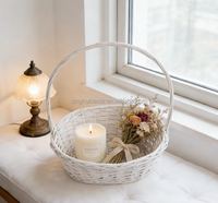 Panier de transport ovale en osier blanc fabriqué en usine, panier en saule naturel tressé à la main pour l'arrangement floral, la décoration de Pâques et de mariage