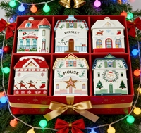 Ensemble de 6 pots à épices personnalisés en forme de village, cadeau de Noël personnalisable pour les assaisonnements de cuisine