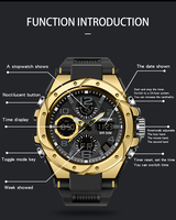 Jam Tangan SANDA Analog Digital Dual Display Multifungsi Alarm Tahan Air 50M Quartz Sport Pria Pelajar ABS