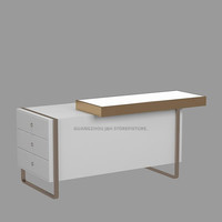 Make up store desain kosmetik berdiri kabinet tampilan putih mdf parfum display counter logo khusus