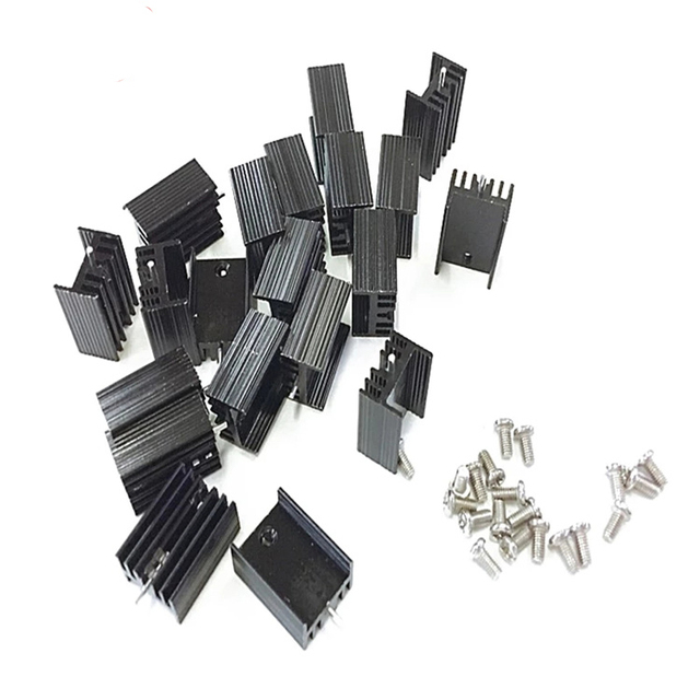 21x15x11mm Black Aluminum Heat Sink for TO-220 Mosfet Transistors With Pin Screw Hole