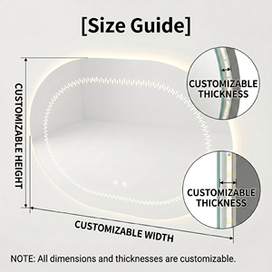 กระจกห้องน้ำ Kingstin LED ซ่อน, กระจกวงรีไร้กรอบระบบสัมผัสอัจฉริยะ, กระจกแต่งหน้าหรี่แสงได้ 3000-6000K - Product Image 4
