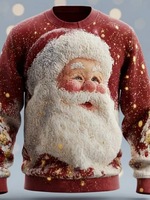 Kazak 3D Baskı Noel Baba Kardan Adam Polyester/Pamuk Deşarj Baskılı Kazak Sınır Ötesi Unisex Bisiklet Yaka Ceket