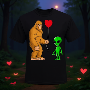 Maglietta Bigfoot Alien Love Sasquatch Heart per San Valentino - Product Image 3