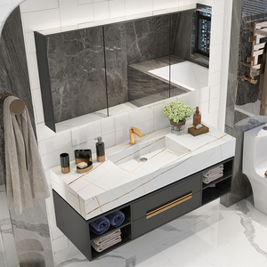 Offres Spéciales noir en bois luxe tocador de con freg Euro Style hôtel salle de bain vanité ensemble moderne luxe salle de bain meubles - Product Image 5