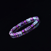 Bracelet artisanal en jaspe impérial 2026, perles de pierres précieuses en gros, bracelet jonc perlé en tube violet, bijoux Kara, pierre naturelle