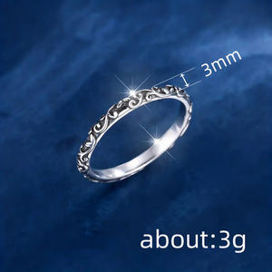 Anello nuziale in acciaio inossidabile H429, placcato argento antico, con motivo vegetale, unisex, per matrimonio - Product Image 5