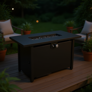 Mesa de Fogata Moderna de Acero para Exteriores, 25 H x 42 W, de Gas Propano con Tapa, para Decoración de Jardín - Product Image 2
