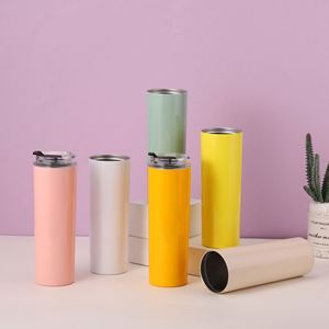 Stainless Steel 20Oz Skinny Straight Tumbler With Straw Lid - Product Image 1