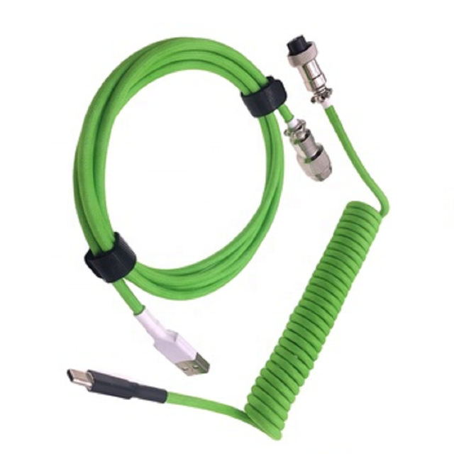 Colorful Aviator Connector GX16 USB C to a Cable USB C Coiled Cable for Mechanical Keyboard