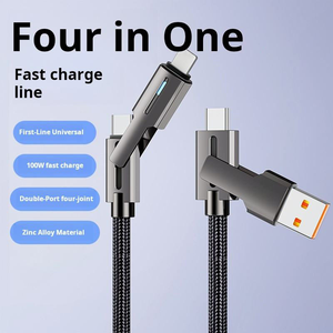 Câble de charge rapide tressé 4-en-1 100W PD avec conducteur en cuivre pur pour iOS et appareil photo, <span class=keywords><strong>chargeur</strong></span> universel USB-A vers Type-C - Product Image 4