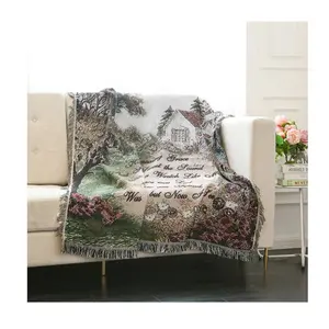Custom Vintage Design Geweven Deken Thuis Textiel Streep Garen Geverfd Hoek Jacquard Sofa Deken Bank Deken Voor Woondecoratie