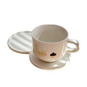 Taza de Café Coreana de Cerámica con Plato Dulce, Diseño Simple de Alta Calidad para el Té de la Tarde y el Desayuno - Product Image 5