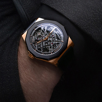 AGELOCER Montres automatiques mécaniques à remontage automatique Squelette Marque Réserve de marche 80 heures Montres en caoutchouc