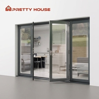 Puerta de Entrada Francesa Antirrobo de Seguridad, Insonorizada, de Doble Vidrio Templado, de Aleación de Aluminio, Puertas Dobles de Entrada Modernas para Exteriores
