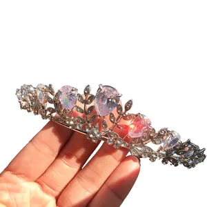 Shiny zirkoon bridal tiara zirconia bruiloft kroon partij prom prinses hoofdband