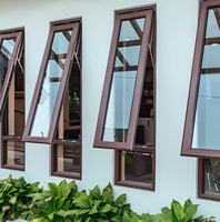 Usine Maison Ouragan Impact Double Vitrage Haut Simple Hung Salle De Bains En Aluminium Fenêtres En Verre Avec Verre Fixe