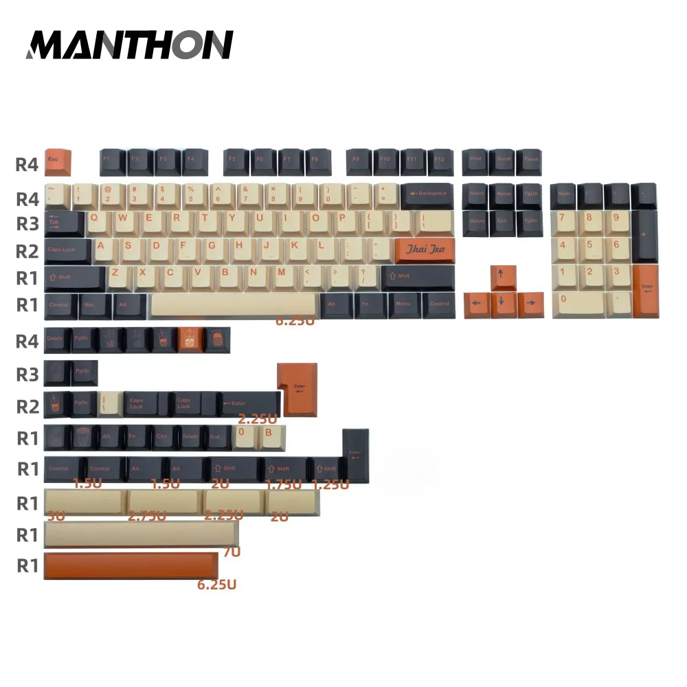 140 Key Gmk Thái Trà Keycaps Nhuộm Thăng Hoa KCA Hồ Sơ PBT Keycap Cho Tùy Chỉnh Bàn Phím Cơ Khí Keycap