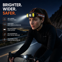 Faros delanteros impermeables para faros delanteros recargables manos libres, linterna, regulación de 90 °, luces de bicicleta