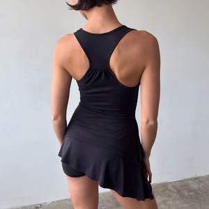 Athleisure Ruched Waist Tank <b>Top</b> <b>Asymmetrical</b> <b>Hem</b> Stretch Yoga Workout <b>Top</b> Women Summer tank <b>top</b> - Product Image 5