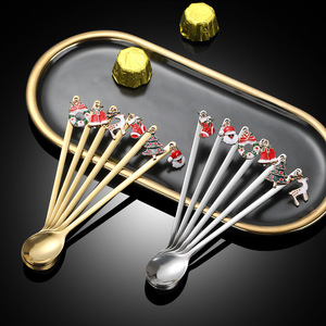 Cuillère pendentif de Noël en acier inoxydable 304, mignonne, pour desserts, café, fruits, coffret cadeau pour les fêtes - Product Image 5