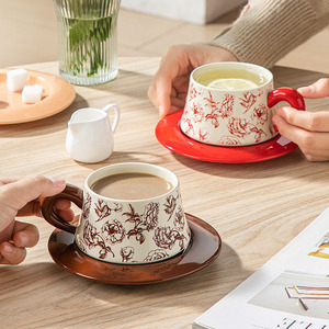 <span class=keywords><strong>Taza</strong></span> de Café de Cerámica con Diseño de Camelia, Estilo Vintage de Lujo, <span class=keywords><strong>Taza</strong></span> Retro para Hogar, Oficina, Restaurantes, Estilo Americano - Product Image 4