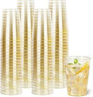 Lot de 50 gobelets jetables en plastique transparent avec paillettes dorées de 12 oz, écologiques, pour la rentrée scolaire et les mariages
