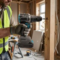 Perceuse sans fil industrielle sans balais 21V, perceuse électrique robuste à deux vitesses réglables, perceuse électrique avec batterie