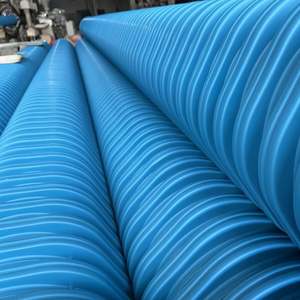 Tuyau de drainage souterrain en HDPE à double paroi ondulé, diamètre de drainage <span class=keywords><strong>200</strong></span>, noir et bleu, 16 pouces, 12 pouces, Sn8 chinois - Product Image 2