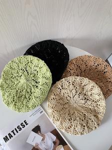 <span class=keywords><strong>Boina</strong></span> <span class=keywords><strong>de</strong></span> ganchillo con pajita <span class=keywords><strong>de</strong></span> papel <span class=keywords><strong>para</strong></span> niña y mujer, gorro <span class=keywords><strong>de</strong></span> verano, gran oferta - Product Image 3