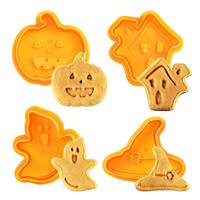 4 Stuks Halloween Party Decoratie Pompoen Ghost Thema Plastic Cookie Cutter Plunger Fondant Chocolade Schimmel Cake Decorating Gereedschap