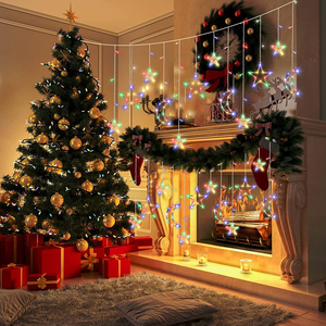 Guirnalda de luces Led con forma de luna y Estrellas parpadeantes, guirnalda de luces para ventana, Navidad, vacaciones, fábrica - Product Image 5