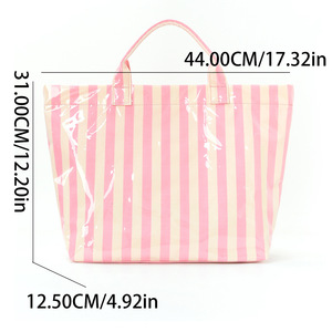 Sac à main à bandoulière en PVC élégant et léger de grande capacité sac à main de voyage tendance à rayures pour femmes sac fourre-tout pour femmes - Product Image 6