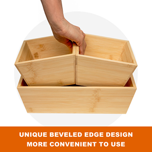 GL 3 pezzi Set di bambù legno cassetto organizzatore scatola Set contenitore intagliato durevole con Logo personalizzato - Product Image 6