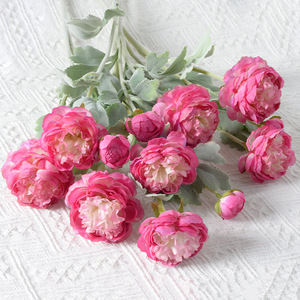 Bouquet de pivoines artificielles douces et floquées, 3 têtes, imperméable, fleur en soie faite à la main pour la maison, les mariages, les fêtes, les hôtels, les centres de table - Product Image 1